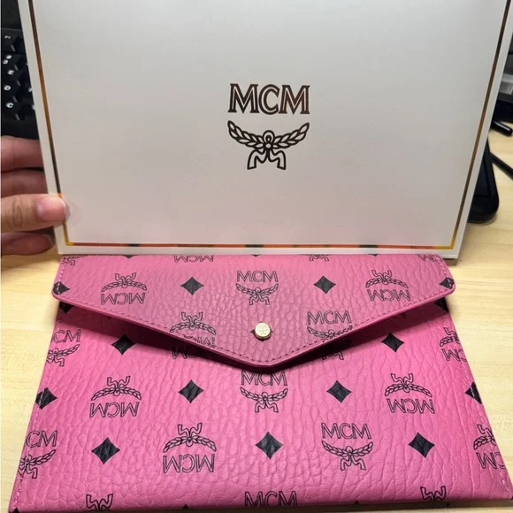 MCM Vibrant Pink Wristlet with Black Details - Picture 1 of 7